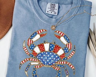 Comfort Colors 4th of July Tee for Sea Lovers, Crabby Shirts for Sea Lovers , Usa 250 Shirt, America 250th Anniversary Shirt, Sea Animal Tee