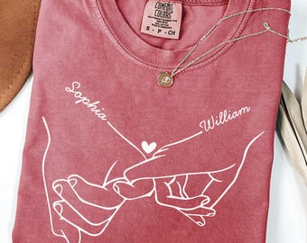 Personalized Couple Shirt, Valentine Couple Gift, Custom Name Comfort Colors Shirt,  Couple Handwriting Shirt, Wedding Anniversary Gift