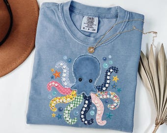Comfort Colors® Octopus Shirt, Beach Shirt,Ocean Animal Shirt, Summer Shirt, Ocean Lover Gift,Octopus Tee, Cute Sea Animal Tee