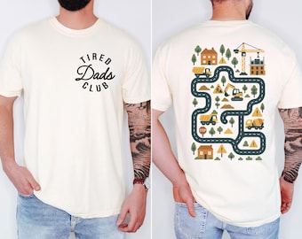 Comfort Colors Tired Dads Club Shirt, Dad Road Track Shirt,  Interactive Play Mat Back Tee, First Fathers Day Gift