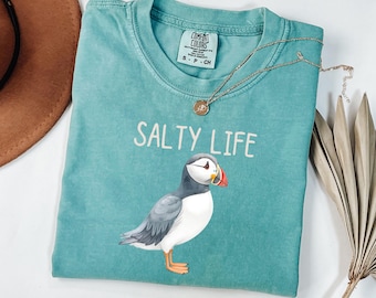 Comfort Colors® Salty Shirt, Salty Life Puffin, Coastal Vibes Shirt,Ocean Beach Gift, Be Salty Shirt, Summer Gifts For Women