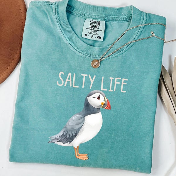 Camiseta "Salty" de Comfort Colors®, Frailecillo "Salty Life", Camiseta "Coastal Vibes", Regalo "Ocean Beach", Camiseta "Be Salty", Regalos de verano para mujer