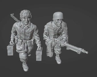 28mm German Fallschirmjager MG42 Team