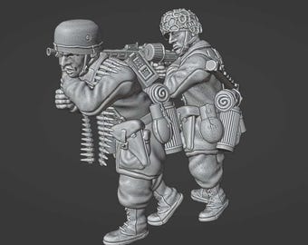 28mm German Fallschirmjager MG42 Team 6