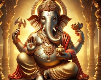 Lord Ganesha Wall Art, Hindu God Print, Traditional Indian Decor (Digital Download)