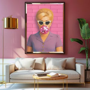 Retro Wall Art for Dorm Room Disco Print Pink Girly Poster Vintage Vibes Bubblegum Decor Girl Room Sparkle Art Trendy Aesthetic Barbie Art