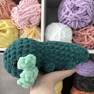 Handmade Amigurumi Crochet Large Green Axolotl Stuffed Animal Plushie