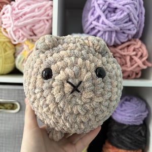 Handmade Amigurumi Crochet Large Loaf Cat Stuffed Animal Plushie