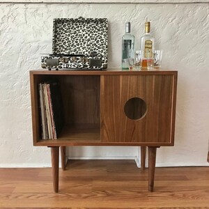 SHIPS IN 4-6 WEEKS Custom Made Mid Century Modern Media Console Stereo Console Media Cabinet Bathroom Sink Vanity Walnut image 1