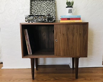 SHIPS IN 4-6 WEEKS!! Custom Made Mid Century Modern Media Console | Stereo Console | Media Cabinet | Bathroom Sink Vanity | Walnut | Cane