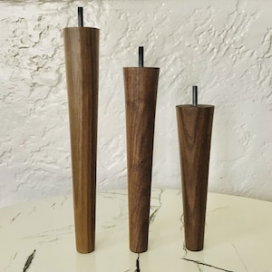 Set of 4 Mid Century Furniture Legs-6/8/10/12/14/16 tall-Solid Walnut Wood-Hand Crafted & Tapered image 1