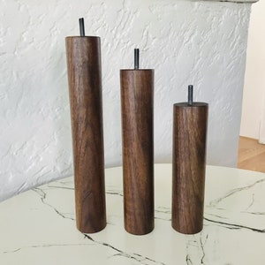 Set of 4 Cylinder Shaped Furniture Legs-6/8/10/12/14/16 tall-Solid Walnut Wood-Hand Crafted image 2