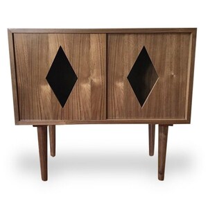 SHIPS IN 4-6 WEEKS Custom Made Media Console Stereo Console Media Cabinet Bar Bathroom Sink Vanity Walnut Diamonds image 8