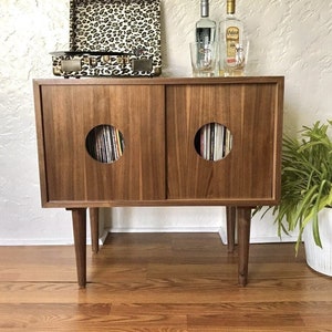 SHIPS IN 4-6 WEEKS Custom Made Mid Century Modern Media Console Stereo Console Media Cabinet Bathroom Sink Vanity Walnut image 2