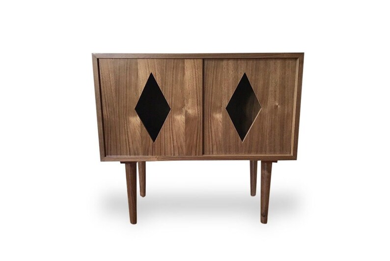 SHIPS IN 4-6 WEEKS Custom Made Media Console Stereo Console Media Cabinet Bar Bathroom Sink Vanity Walnut Diamonds image 8