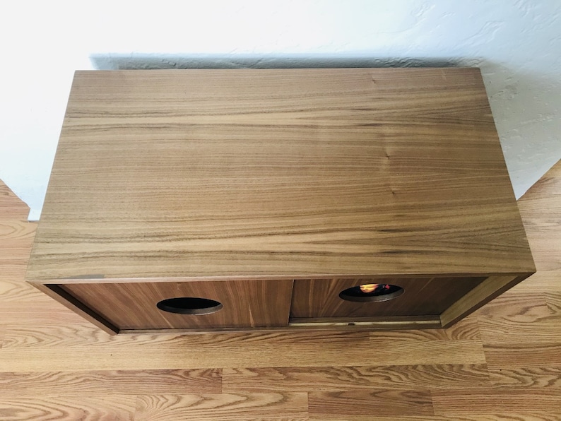 SHIPS IN 4-6 WEEKS Custom Made Mid Century Modern Media Console Stereo Console Media Cabinet Bathroom Sink Vanity Walnut image 6