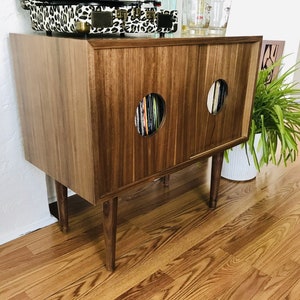 SHIPS IN 4-6 WEEKS Custom Made Mid Century Modern Media Console Stereo Console Media Cabinet Bathroom Sink Vanity Walnut image 3