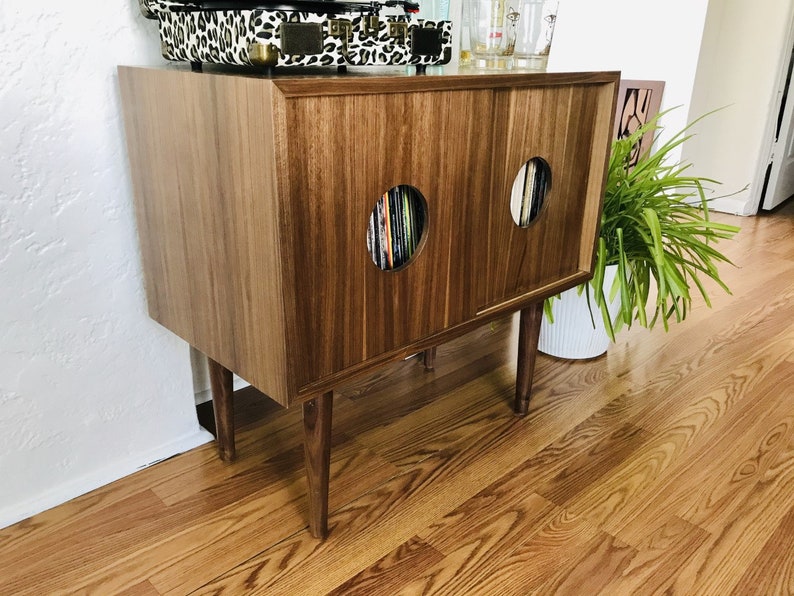 SHIPS IN 4-6 WEEKS Custom Made Mid Century Modern Media Console Stereo Console Media Cabinet Bathroom Sink Vanity Walnut image 3