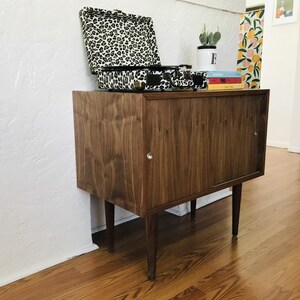 SHIPS IN 4-6 WEEKS Custom Made Mid Century Modern Media Console Stereo Console Media Cabinet Bathroom Sink Vanity Walnut Cane image 8