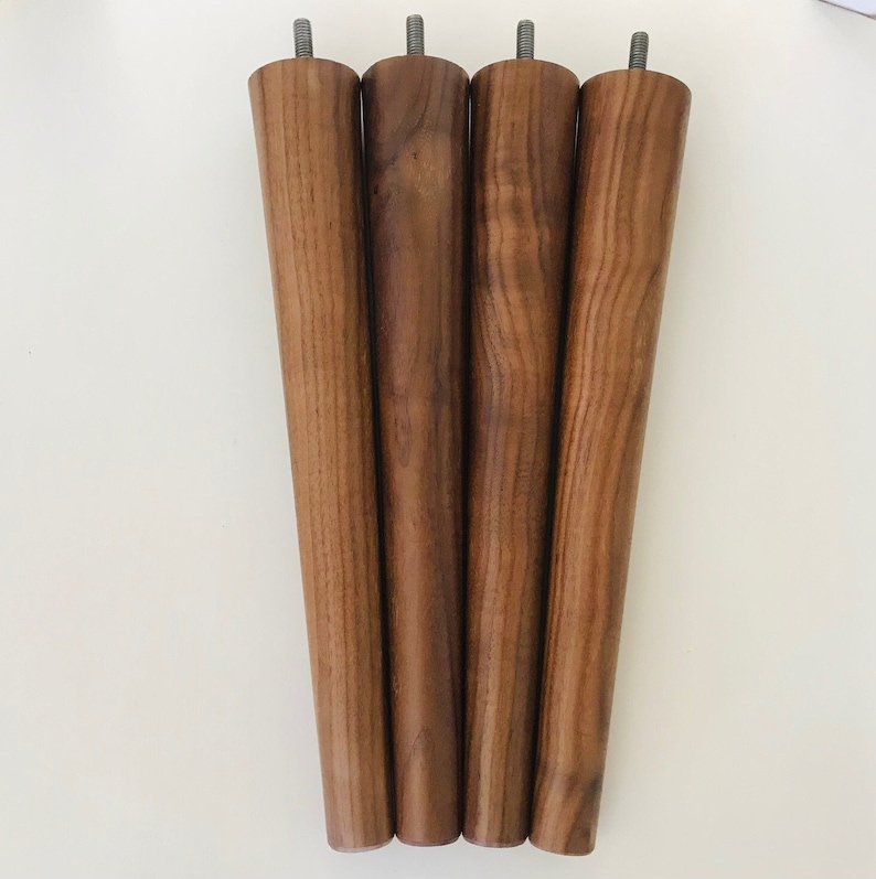Set of 4 Mid Century Furniture Legs-6/8/10/12/14/16 tall-Solid Walnut Wood-Hand Crafted & Tapered image 2