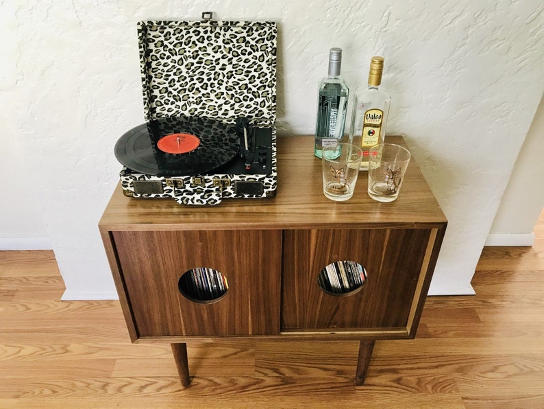 SHIPS IN 4-6 WEEKS Custom Made Mid Century Modern Media Console Stereo Console Media Cabinet Bathroom Sink Vanity Walnut image 5