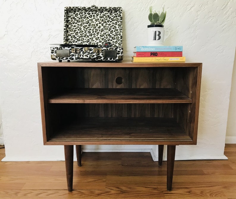 SHIPS IN 4-6 WEEKS Custom Made Mid Century Modern Media Console Stereo Console Media Cabinet Bathroom Sink Vanity Walnut Cane image 7