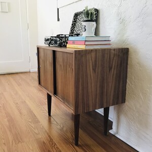 SHIPS IN 4-6 WEEKS Custom Made Mid Century Modern Media Console Stereo Console Media Cabinet Bathroom Sink Vanity Walnut Cane image 9