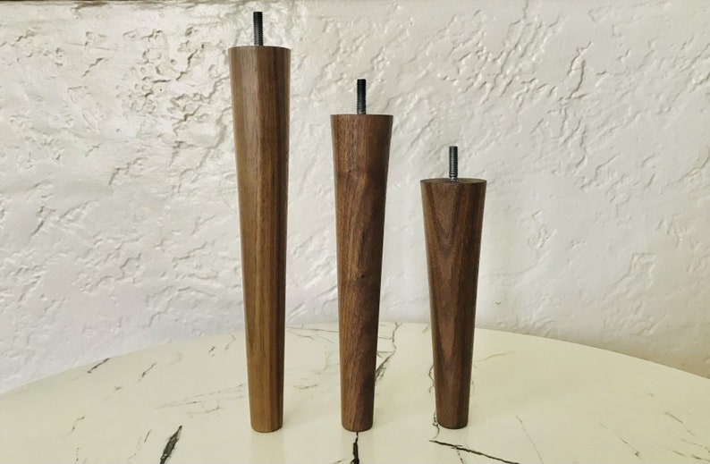 Set of 4 Mid Century Furniture Legs-6/8/10/12/14/16 tall-Solid Walnut Wood-Hand Crafted & Tapered image 1