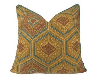 Waverly Cub Cabin Pillow Cover, Geometric Earth Tone Cushion, Rustic Lodge Decor