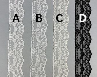 Scalloped Floral Lace Trim by Yard, 2.5 Inch Wide Ribbon, Sewing Crafts Lingerie
