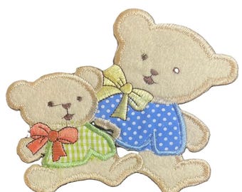 Two Bears Iron-On Patch: Kids Clothing Appliqué, DIY Crafts