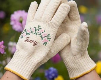 Customized Name Gloves, Gardening Gloves, Garden Lover Gloves, Garden Working Gloves, Outdoor Working Gloves, Floral Gloves, Gift for Mom