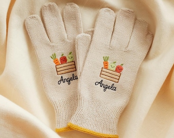 Embroidered Fruits Gloves for Gardener, Personalized Gloves for Bicycling, Garden Gloves for Outdoor,Farmer Working Gloves,Custom Farm Gifts