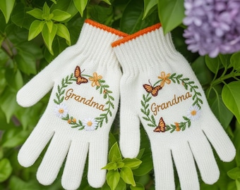 Embroidered Custom Floral Gardening Gloves, Garden Lover Gloves, Garden Working Gloves, Outdoor Working Gloves, Gift For Girls