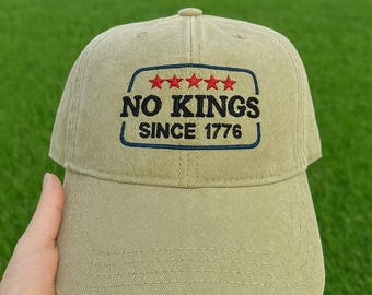 Embroidered No Kings Since 1776 Washed Cap, Pro Democracy Cap, Anti Authoritarianism Hat , No Kings Cap, Liberal Cap, 4th Of July Gift