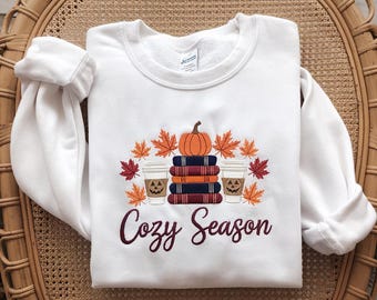 Sudadera bordada "Cozy Season", sudadera "Cozy Season", sudaderas de otoño, sudaderas para ella, sudadera de otoño, camisa "Cozy Autumn"