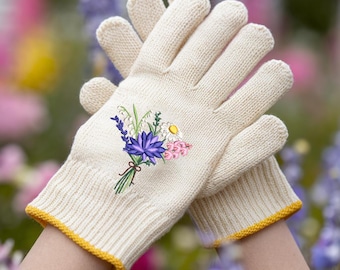Guantes de jardinería personalizados con bordado de meses de nacimiento y flores, regalo personalizado para amantes de la jardinería, guantes para trabajar en el jardín o al aire libre.