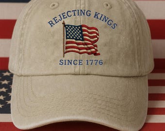 Berretto ricamato "Rifiuto dei re dal 1776", berretto pro-democrazia, berretto anti-autoritarismo, berretto "No Kings", berretto liberale, regalo per il 4 luglio