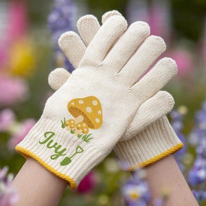 Embroidered Mushromm Gardening Gloves, Cute Garden Lover Gloves, Garden Working Gloves, Outdoor Working Gloves, Mushroom Gloves