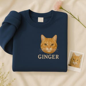 Custom Cat Embroidered Sweatshirt, Custom Pet shirt, Custom Embroidered Pet Hoodie, Personalized Pet Face and Pet name Sweatshirt