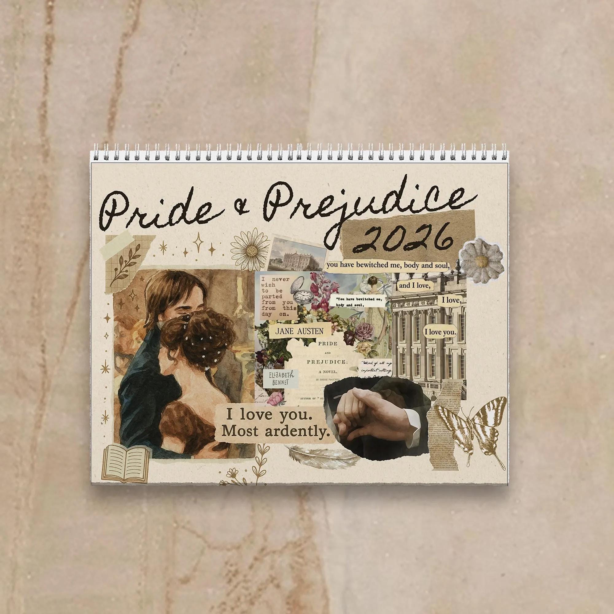 Discover Pride and Prejudice 2026 Wall Calendar | Watercolor Stationery Desk Present