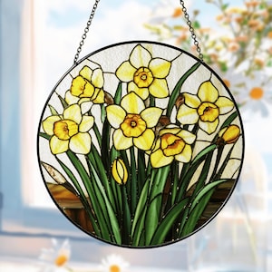 Atrapasueños de vitral con flores para el mes de nacimiento, regalo conmemorativo de flores de nacimiento, regalo para el Día de la Madre para mamá, regalo de cumpleaños para mejores amigas