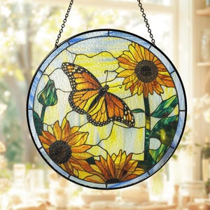Monarch Butterfly Stained Glass Suncatcher Window Decoration Gift For Women Light Catcher Sun Room Decor Village Style Sun Catcher Butterfly