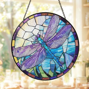 Dragonfly Stained Glass, Dragonfly Suncatcher, Spring Decor, Garden Decor, Stained Glass Dragonfly, Dragonfly Window Decor