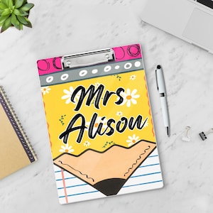 Personalized Teacher Appreciation Gift, Custom Pencil Teacher Acrylic Clipboard, Teacher Name Clipboard, End Of Year, Back to School Gift