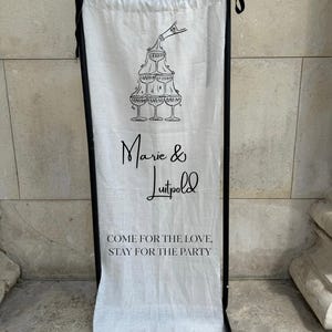 Cartello di benvenuto per matrimonio moderno in tessuto di lino stampabile individualmente