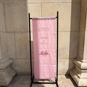 Panneau de bienvenue de mariage moderne en tissu de coton imprimable individuellement