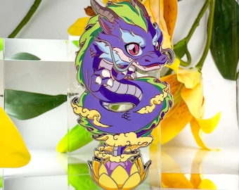 Emaille pin anime-draak: verguld verzamelobject (3" hoog)