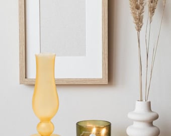 Hand-Blown Frosted Amber Glass Vase | Modern Minimalist Decor | vase for flowers.