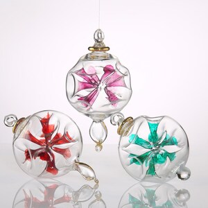 Handmade Glass Christmas Ornaments, Christmas Tree Decoration, Unique Ornament balls for tree Decor, Christmas glass gift for Holiday Decor